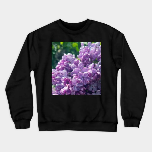 Sweet Purple Lilac in the Rain Crewneck Sweatshirt by Photomersion